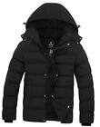 Men's Hooded Winter Coat Warm Puffer Jacket Thicken Cotton Coat Large Black
