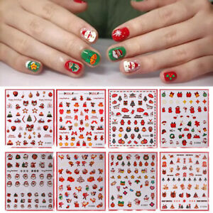 3D Nail Art Stickers Christmas Santa Snowman Water Decals Decoration Gifts
