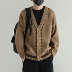 Mens Casual Loose Vintage Knitwear Outwear Autumn/Winter V-neck Sweater Cardigan