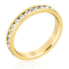 Precious Stars Goldtone Round-Cut Clear Swarovski Crystals Stackable Ring
