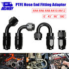AN4 AN6 AN8 AN10 AN12 PTFE Fuel Hose End Fitting Adapter 0/45/90/180 Degree