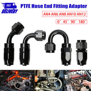 AN4 AN6 AN8 AN10 AN12 PTFE Fuel Hose End Fitting Adapter 0 45 90 180 Degree