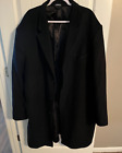 STAFFORD Executive Men's Topcoat Size 54 REG Wool Cashmere Long  BLACK Overcoat