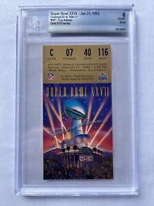 1993 Super Bowl XXVII 27 ORIGINAL Ticket Stub Buffalo Bills Vs Cowboys Beckett