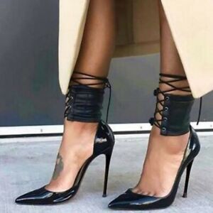 Sexy Women High Heel Stilettos Shoes Ankle Strappy Pointed Toe Banquet Sandals