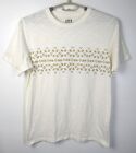 Uniqlo X MFA Boston Size Medium Ivory Cotton Graphic Stripe T Shirt
