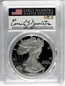 New Listing2023 W PROOF SILVER EAGLE FIRST DAY OF ISSU PCGS PR70 EMILY DAMSTRA FLAG LABEL
