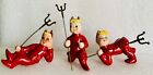 Vintage 1950's LEFTON Red Devils with Pitchforks Pixie Elves ~ Lot / Set of 3