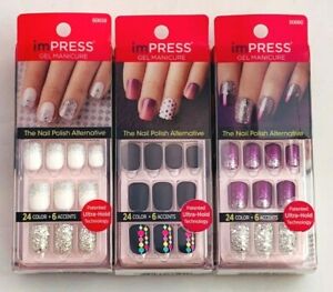 Kiss Impress Press-On Gel Manicure Nails 24 Count 6 Accents - Choose Your Shade