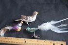 Lot of 3 Bird Ornaments 2 glass 1 porcelain 2 clip on