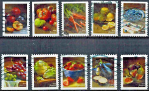 USA Stamps: 2020 Fruits & Vegetables, SC 5484-93  Used (10) , Off Paper
