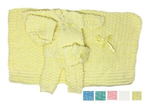 Crochet Baby Blanket Hat Newborn Outfits Knit Layette Set Bootie Pant Sweater