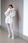 Fox Fur Hood White Mink Fur Coat | Snow White | Beautiful Zipper and Hood