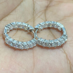 QVC Diamonique Inside-Out Princess Cut Hoop Earrings, Sterling Pre-owned Jewelry