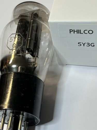 PHILCO 5Y3G VINTAGE LARGE BOTTLE RECTIFIER TUBE -BLACK PLATES- 5Y3GT TC-31