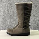 Teva Figueroa Tall Winter Boots Womens 10 Gray Leather Waterproof Lined Side Zip
