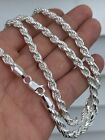 Men's Rope Chain Real Solid 925 Sterling Silver Necklace 6mm 18