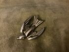 Vintage Coro Signed Flying Bird Silver Tone Pin Brooch 2”