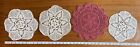 Vintage Handmade Crochet Doilies Lot Of 4 White and Red