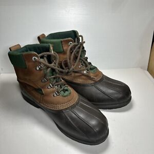 LL Bean Bean Boots Mens Size 11 Green/Brown Hunting Leather Duck Rain Boots