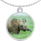 Baby Elephant Round Pendant Necklace Beautiful Fashion Jewelry