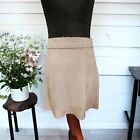 NEW Women's HYFYE Anthropologie Scallop Edge Taupe Faux Suede Skirt SZ Med NWT