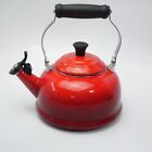 Le Creuset Classic Whistling Tea Kettle Teapot Enamel Cerise Red 1.7qt