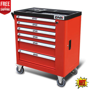 Rolling Tool Cart Cabinet Chest 6 Drawers W/ Keys Lockable Heavy Duty Garage Red