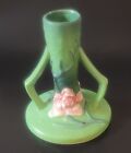 Roseville Art Pottery 5.75” Magnolia 2 Handled Green Bud Vase Reproduction
