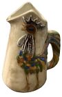 Vintage Folk Art Hand Painted Pottery Rooster Pitcher Jug Colorful Signed 1983