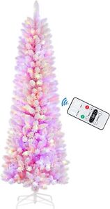 6ft Prelit Artificial Snow Christmas Tree Lights X-mas Decorations