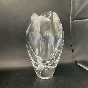 Mikasa Tulip Vase Slovenia Cut Crystal Clear Leaves On Rim 8