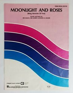 Moonlight And Roses Sheet Music Piano Vocal Guitar 1960s Mem'ries Of You Vintage