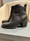 Boemos Women's Solid Black Leather Side Zip Block Heel Ankle Boots Size 38