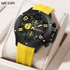 Luxury Quartz Watch for Men Yellow Silicone Strap Military Sport WristWatch Ch