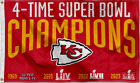 Kansas City Chiefs 4 Time Super Bowl Champions 3x5 Ft Flag Banner - 1 or 2 sided