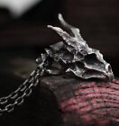 Dragon Sterling Silver Mens Skull Pendant Necklace Chain Gift Stainless Steel