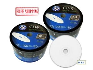 HP 52X White Inkjet Printable CD-R CDR Blank Disc 700MB Wholesale Lot
