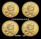 2021 P D Sacagawea Native American Uncirculated Dollar Position A & B 4 Coin Set