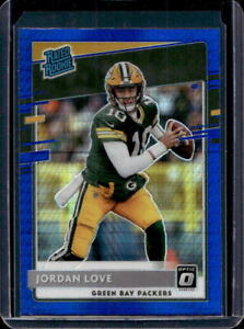 2020 Donruss Optic Jordan Love Hyper Blue Prizm Rated Rookie RC #154 Packers