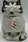 Vintage Japan Takahashi Tom Cat Cookie Jar Black White Stripes Anthropomorphic