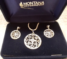 Montana Silversmiths Round Celtic Silver Jewelry Set Rope Chain Excellent Shape