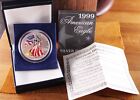 1999 Colorized Silver American Eagle $1 Coin 1oz Fine Silver By AHS with Case