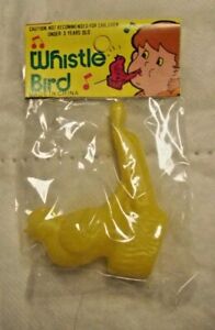 Vintage Yellow Plastic Toy Singing Water Whistle Bird New Old Store Stock
