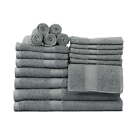 Basic Solid 18-Piece Bath Towel Set Collection, School Grey