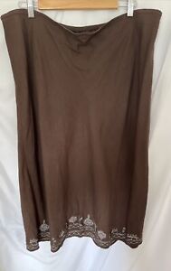 Lane Bryant Brown Linen Blend Skirt Size 18/20 Beaded