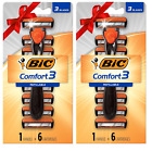 BIC Comfort 3 Hybrid Razor Handle with 6 Refill Blade Cartridges (2 Pack)