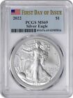 2022 $1 American Silver Eagle MS69 First Day of Issue PCGS