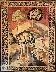 Antique French  Aubusson Tapestry  Boar Hunt - Late 18th Century