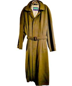 Vintage Ralph Lauren Chaps 100% Wool Olive Green Mens Trench Coat Jacket Size 42